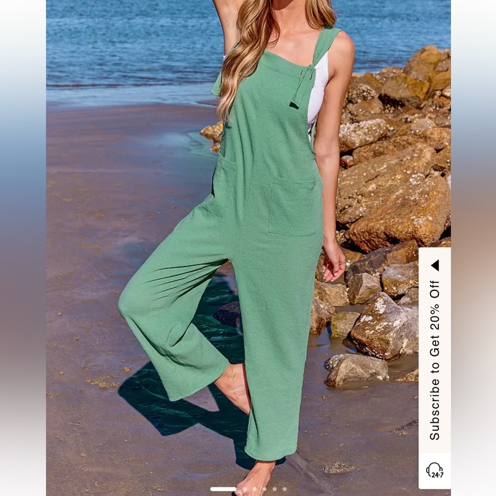 Cupshe Mint Square Neck Sleeveless Straight Leg Jumpsuit Size XL